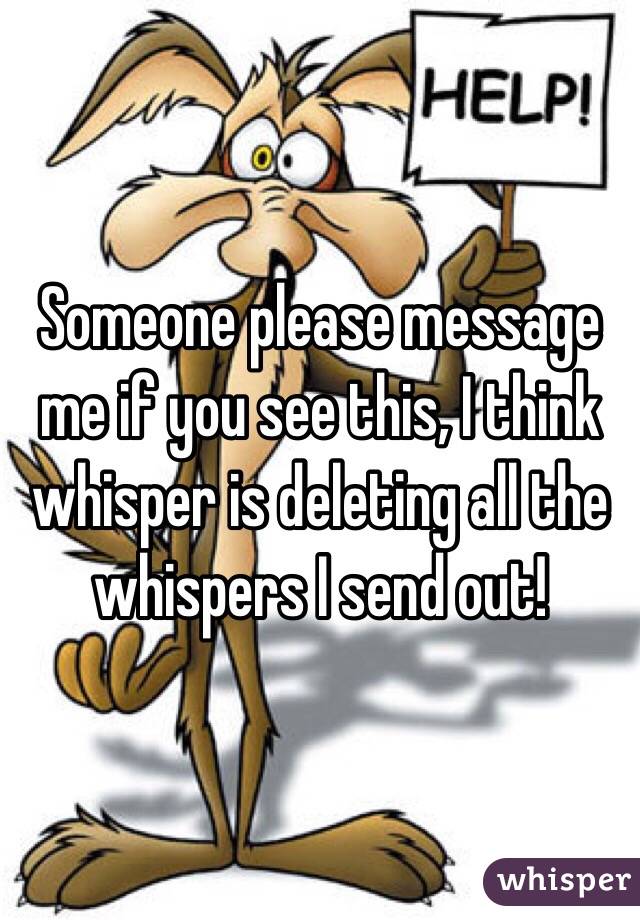 Someone please message me if you see this, I think whisper is deleting all the whispers I send out! 
