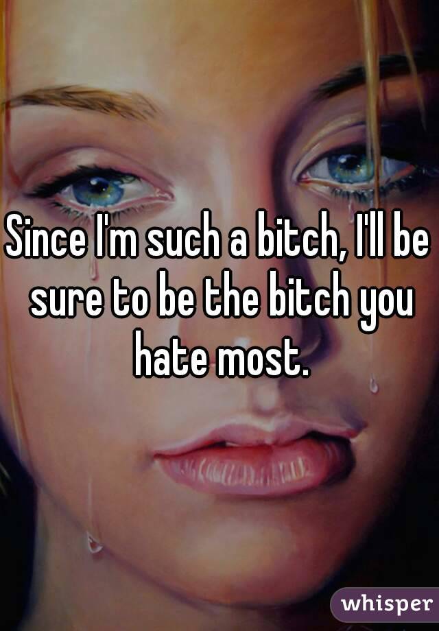 Since I'm such a bitch, I'll be sure to be the bitch you hate most.