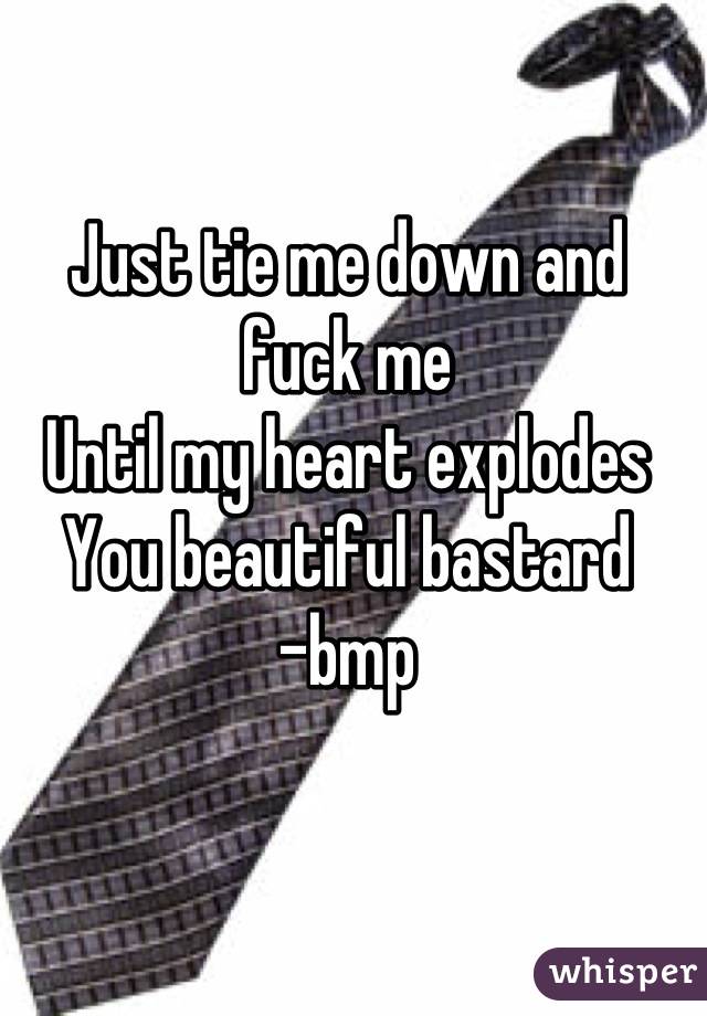 Just tie me down and fuck me
Until my heart explodes
You beautiful bastard
-bmp