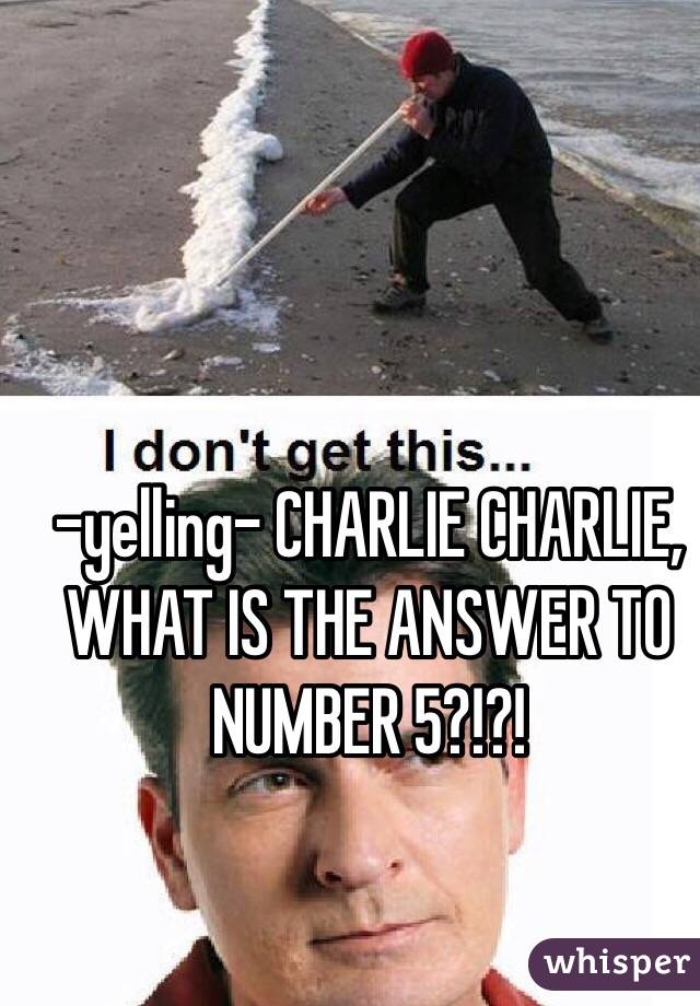 -yelling- CHARLIE CHARLIE, WHAT IS THE ANSWER TO NUMBER 5?!?!