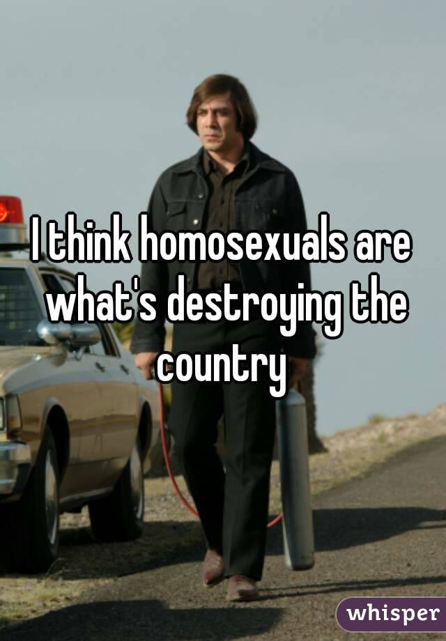 I think homosexuals are what's destroying the country 