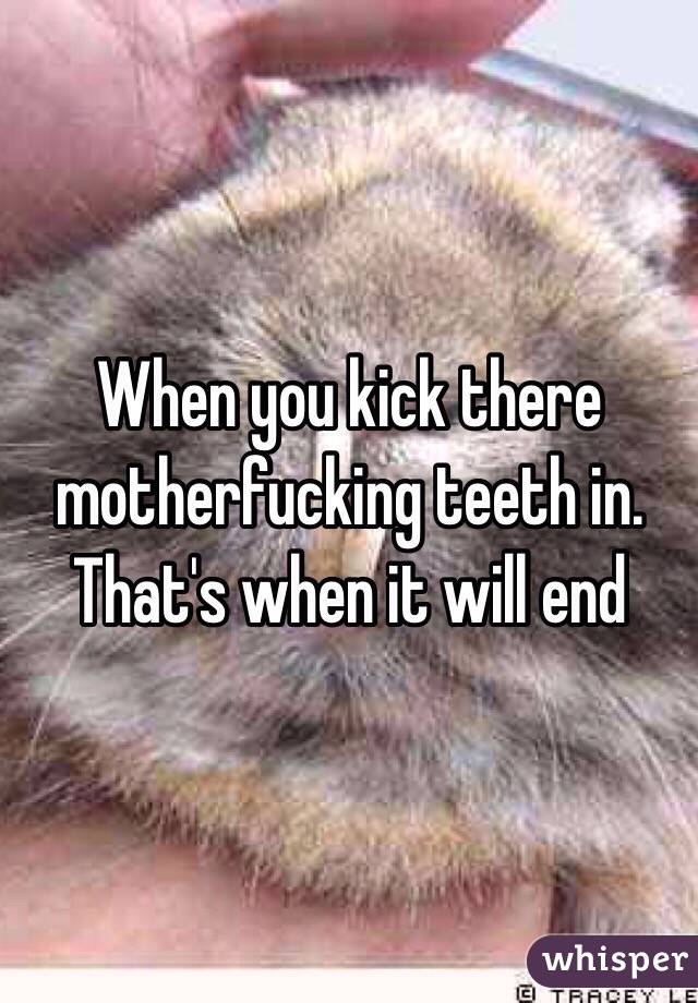 When you kick there motherfucking teeth in. That's when it will end