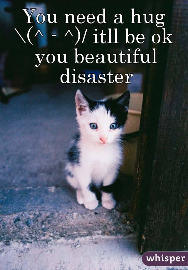 You need a hug
\(^ - ^)/ itll be ok you beautiful disaster
