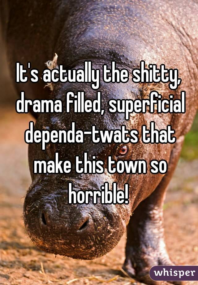 It's actually the shitty, drama filled, superficial dependa-twats that make this town so horrible! 