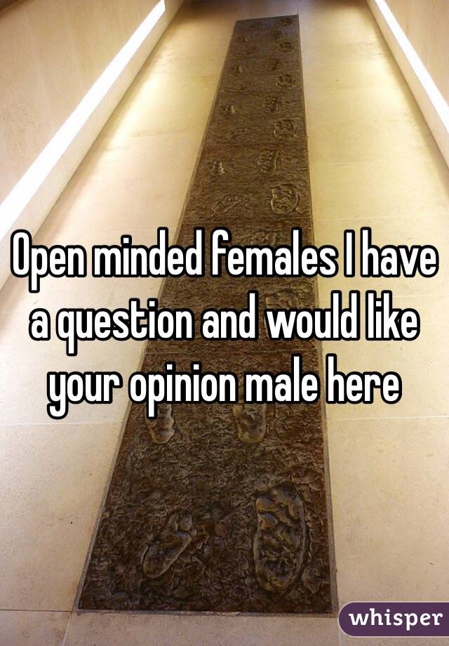 Open minded females I have a question and would like your opinion male here 