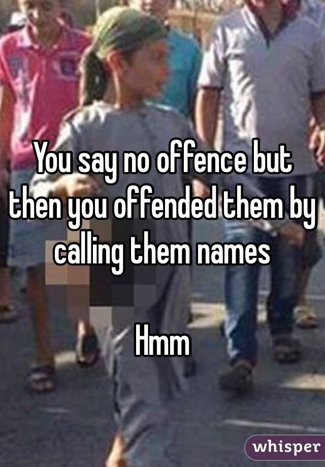 You say no offence but then you offended them by calling them names

Hmm