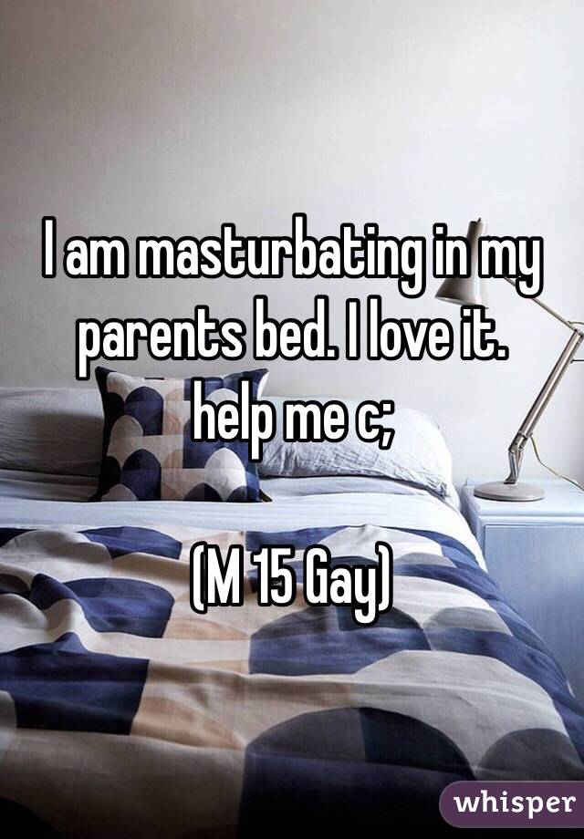 I am masturbating in my parents bed. I love it. 
help me c;

(M 15 Gay) 