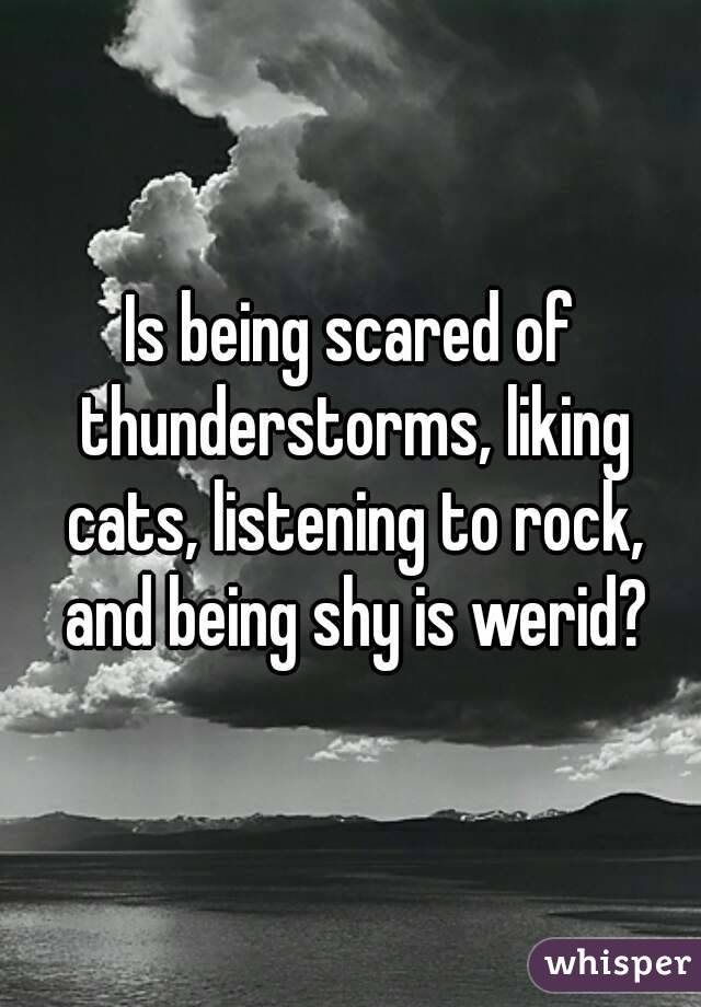 Is being scared of thunderstorms, liking cats, listening to rock, and being shy is werid?