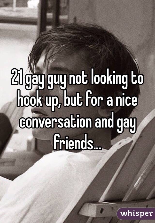 21 gay guy not looking to hook up, but for a nice conversation and gay friends... 