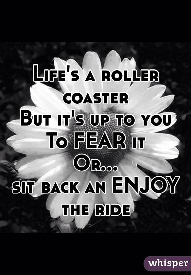 Life's a roller coaster 
But it's up to you
To FEAR it
Or...
sit back an ENJOY the ride 