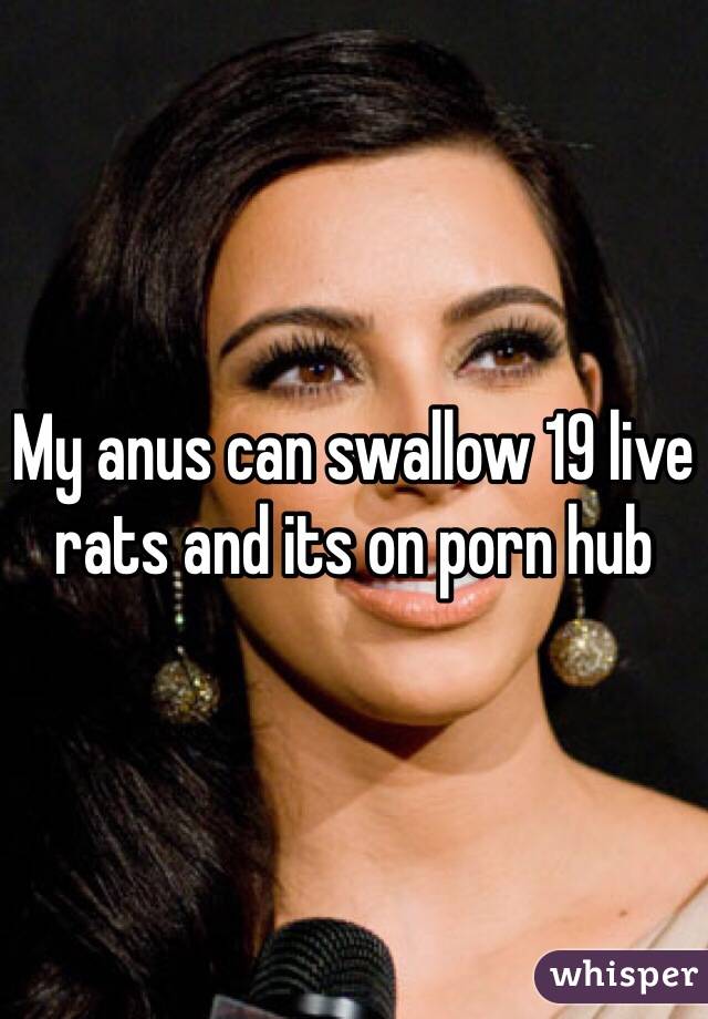 My anus can swallow 19 live rats and its on porn hub