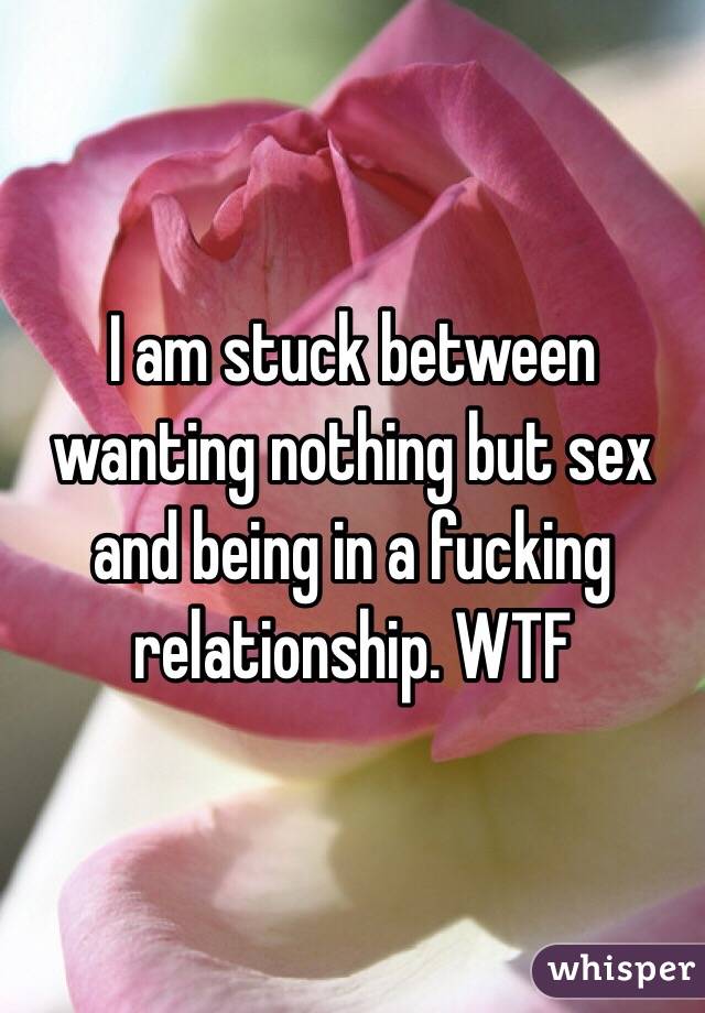 I am stuck between wanting nothing but sex and being in a fucking relationship. WTF