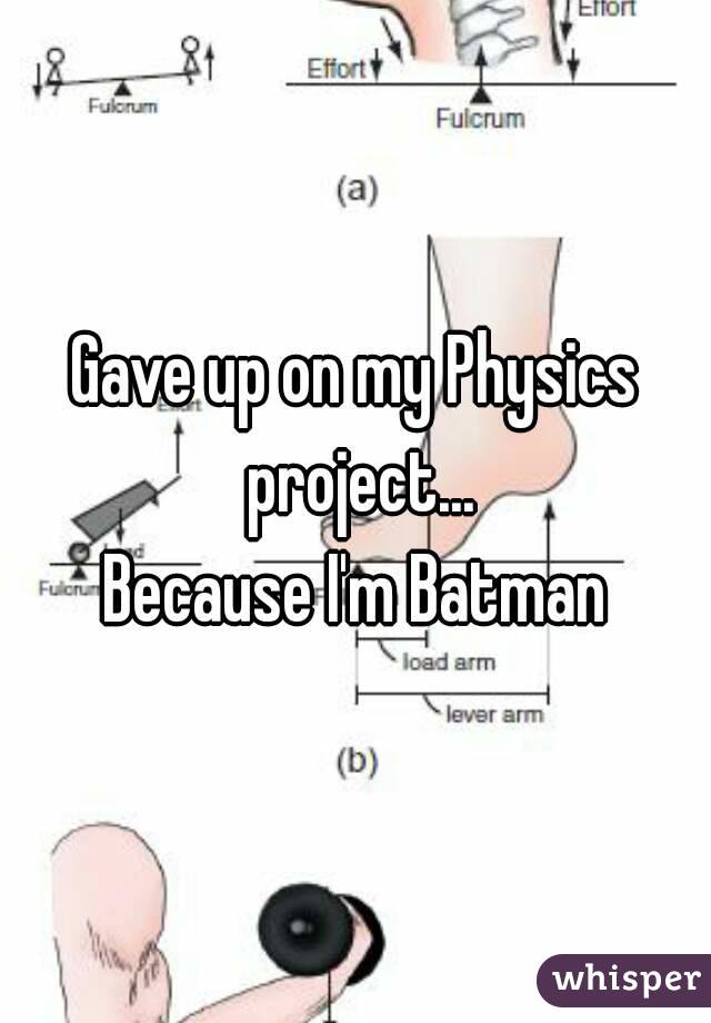 Gave up on my Physics project...
Because I'm Batman