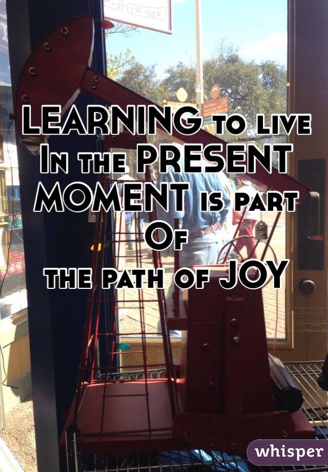 LEARNING to live
In the PRESENT
MOMENT is part Of 
the path of JOY