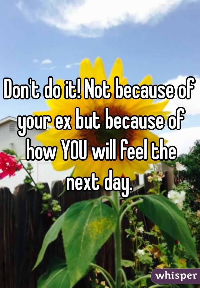 Don't do it! Not because of your ex but because of how YOU will feel the next day. 