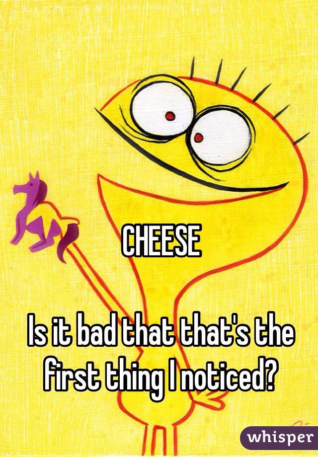 CHEESE

Is it bad that that's the first thing I noticed?
