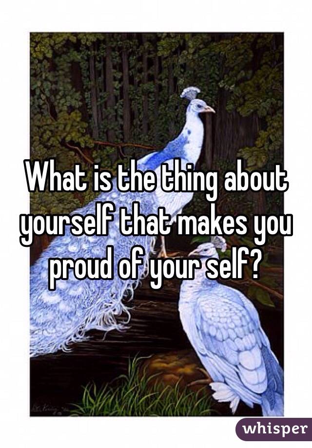 What is the thing about yourself that makes you proud of your self? 