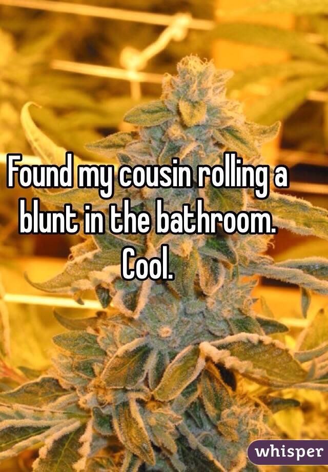 Found my cousin rolling a blunt in the bathroom. Cool.