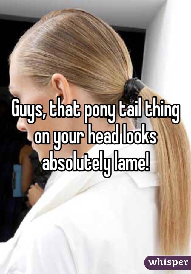 Guys, that pony tail thing on your head looks absolutely lame!