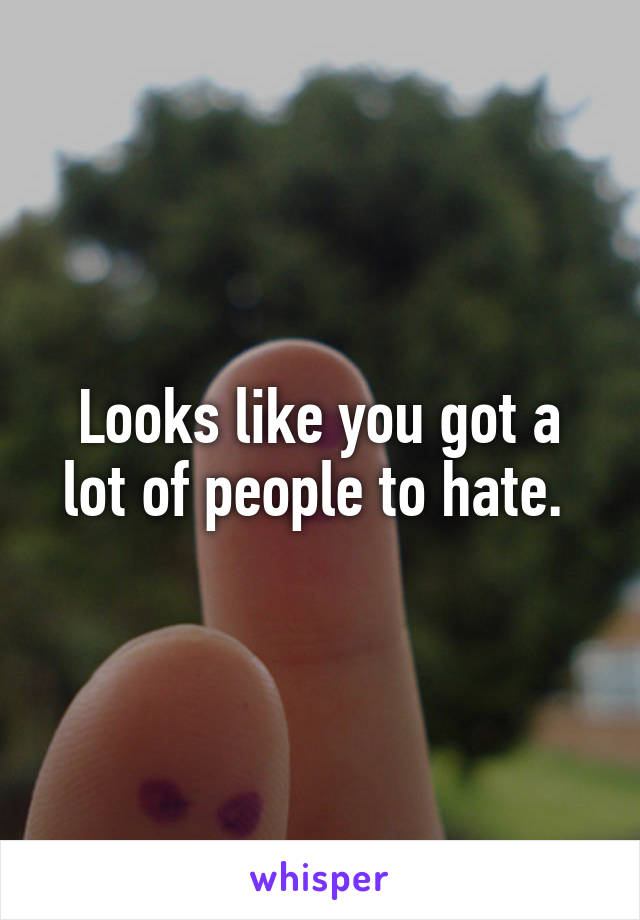 Looks like you got a lot of people to hate. 