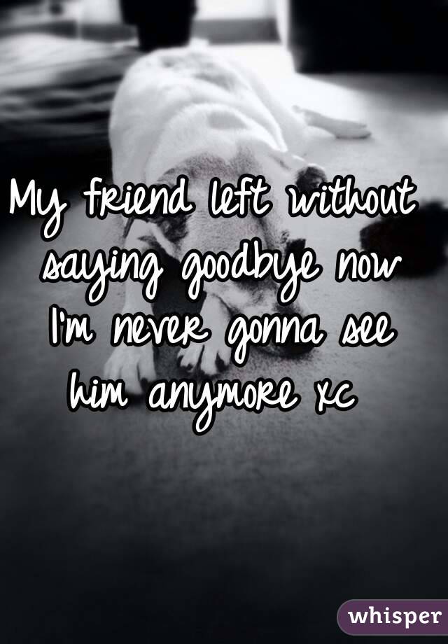 My friend left without saying goodbye now I'm never gonna see him anymore xc 