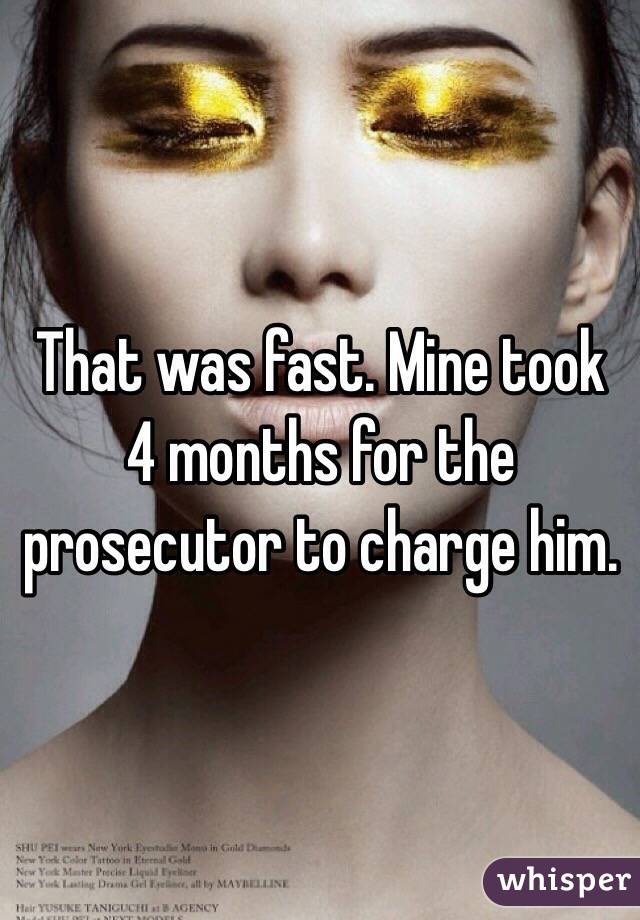 That was fast. Mine took 4 months for the prosecutor to charge him.