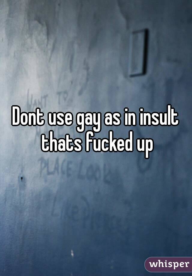 Dont use gay as in insult thats fucked up