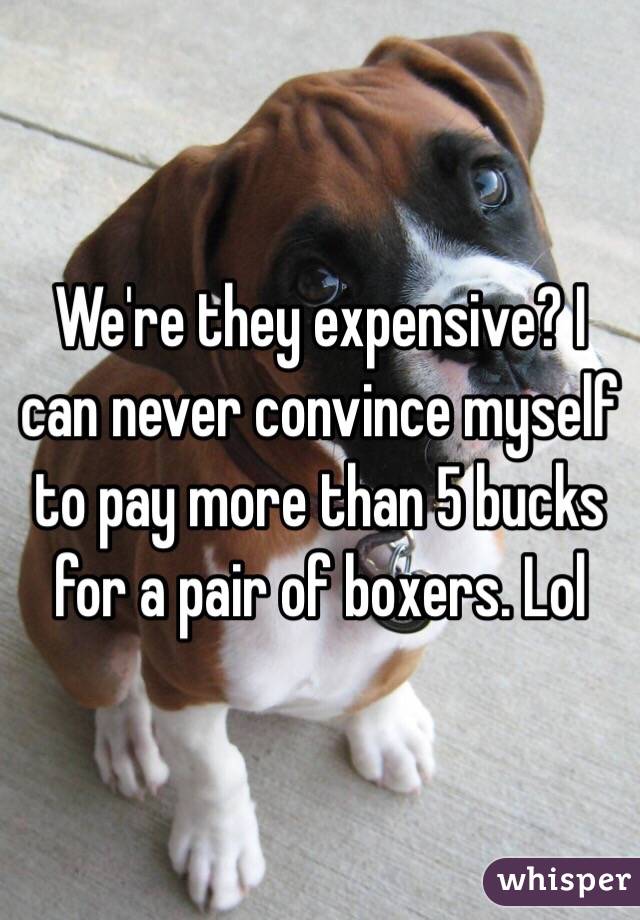 We're they expensive? I can never convince myself to pay more than 5 bucks for a pair of boxers. Lol