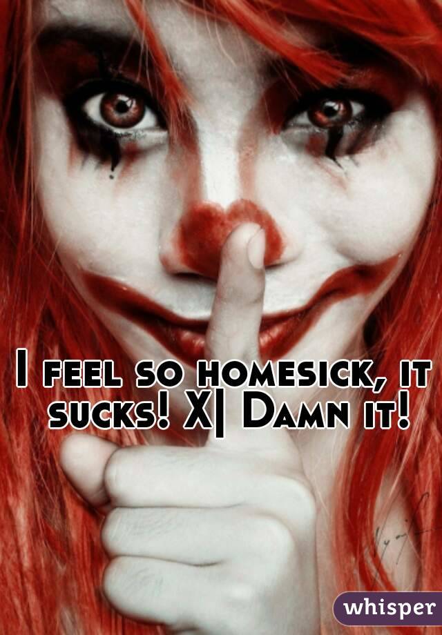 I feel so homesick, it sucks! X| Damn it!
