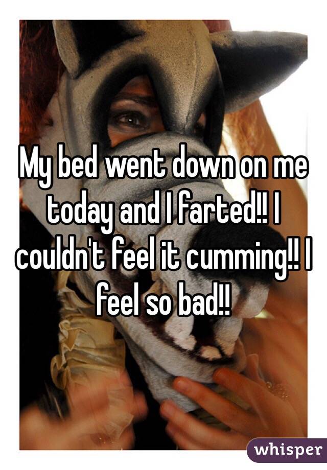 My bed went down on me today and I farted!! I couldn't feel it cumming!! I feel so bad!!