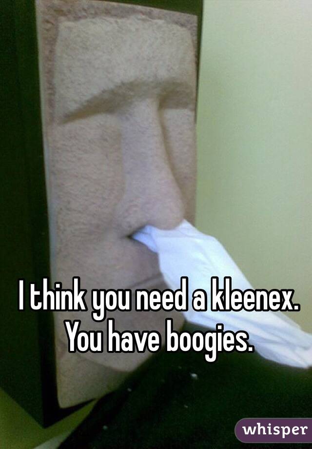 I think you need a kleenex. You have boogies. 