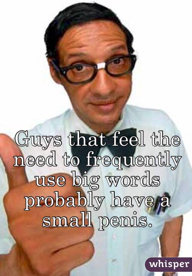 Guys that feel the need to frequently use big words probably have a small penis. 