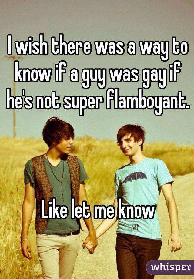 I wish there was a way to know if a guy was gay if he's not super flamboyant. 



Like let me know