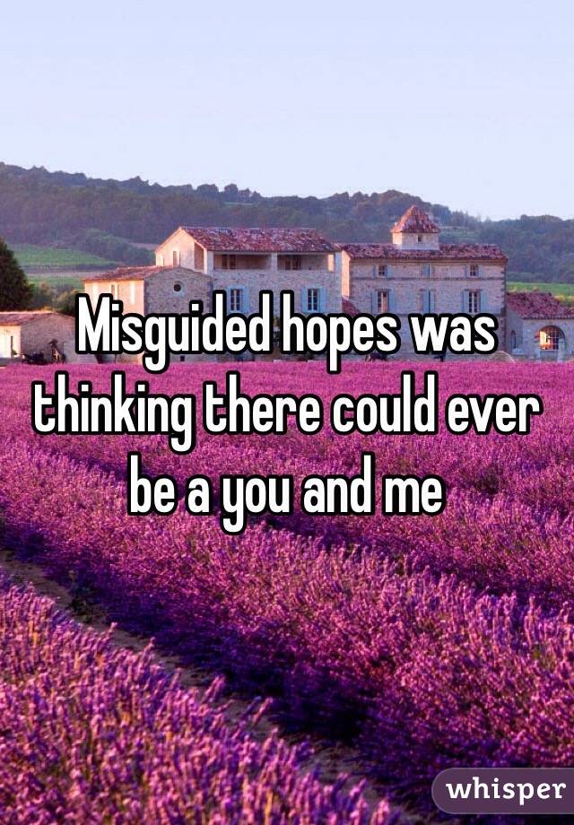 Misguided hopes was thinking there could ever be a you and me 