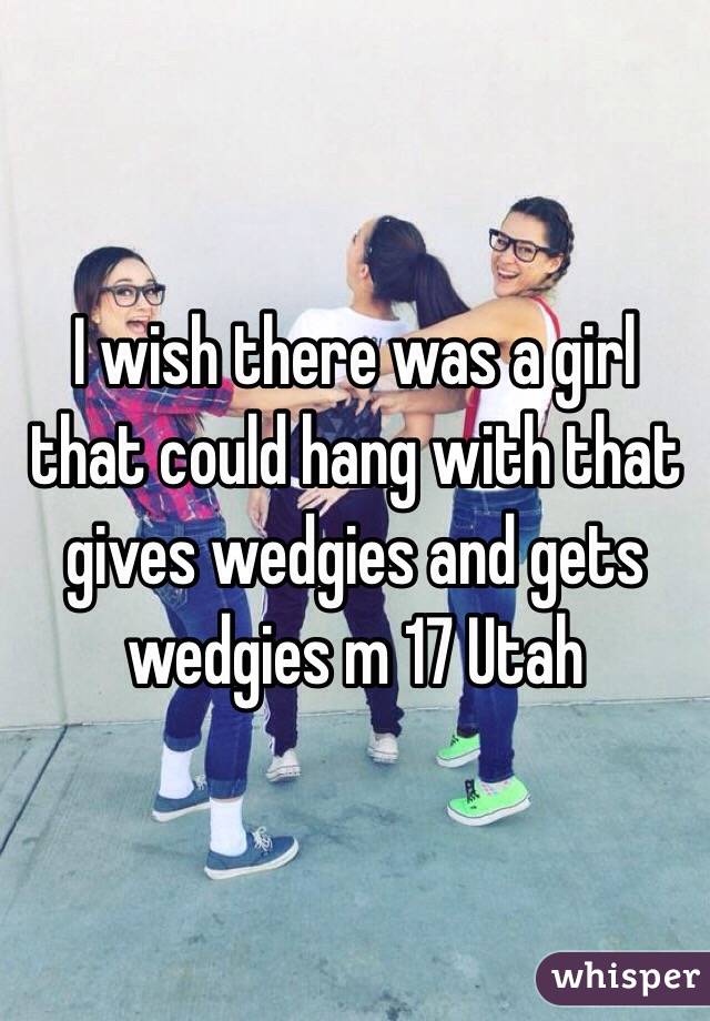 I wish there was a girl that could hang with that gives wedgies and gets wedgies m 17 Utah 