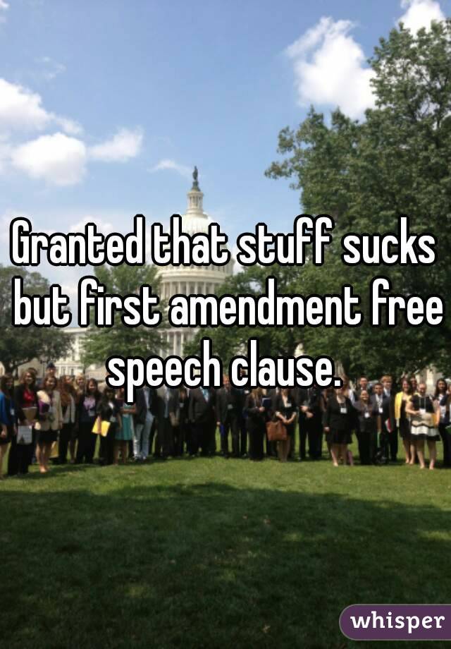 Granted that stuff sucks but first amendment free speech clause. 