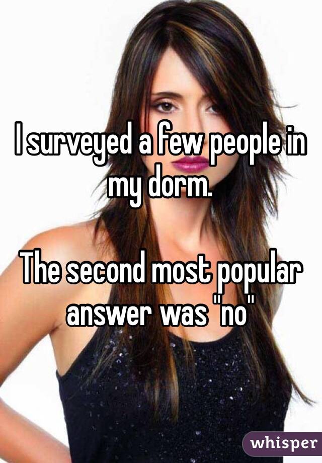 I surveyed a few people in my dorm.

The second most popular answer was "no"