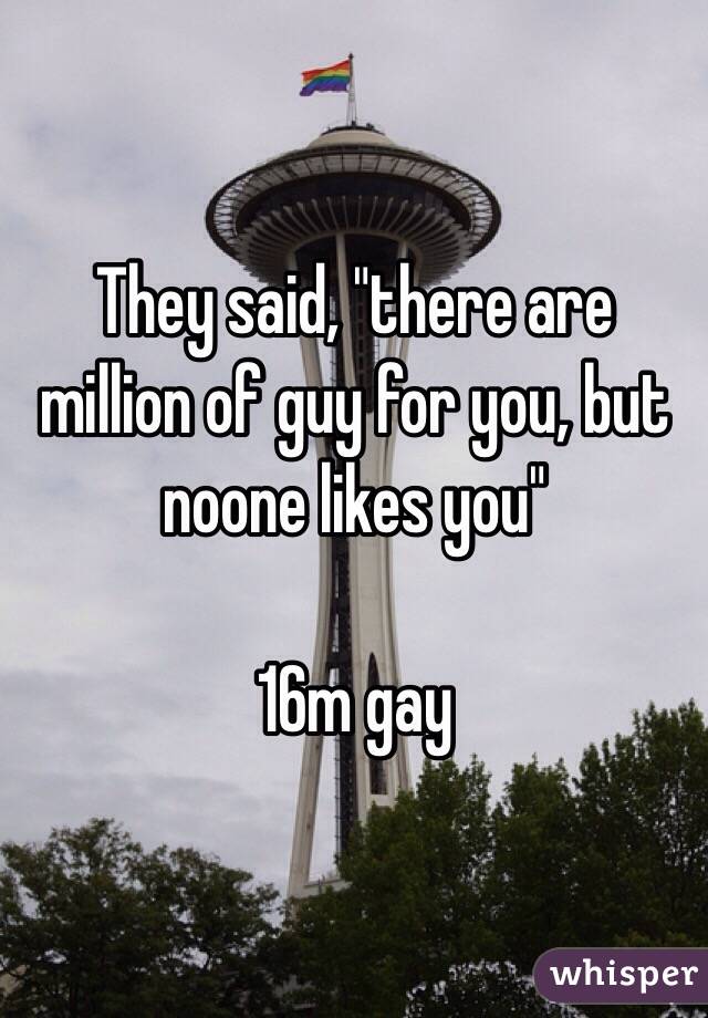 They said, "there are million of guy for you, but noone likes you"

16m gay