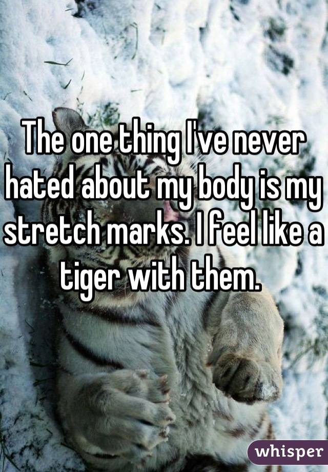 The one thing I've never hated about my body is my stretch marks. I feel like a tiger with them. 