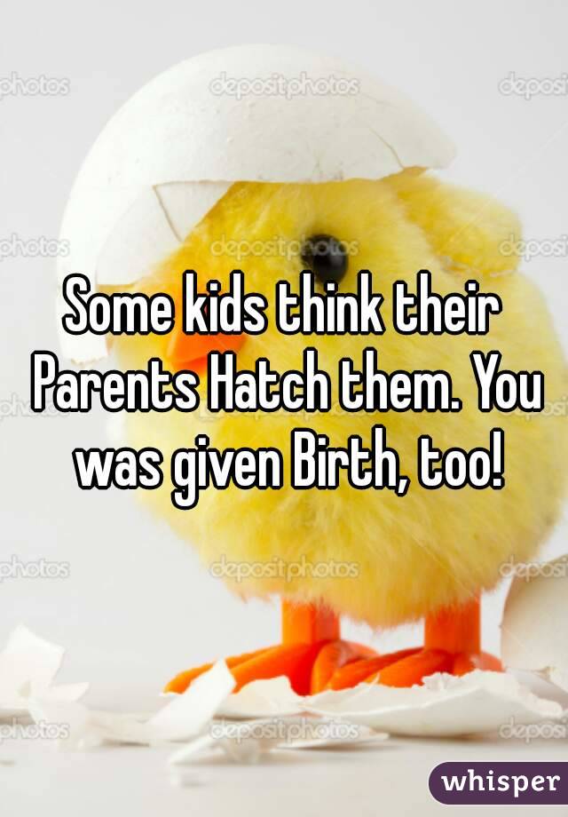 Some kids think their Parents Hatch them. You was given Birth, too!