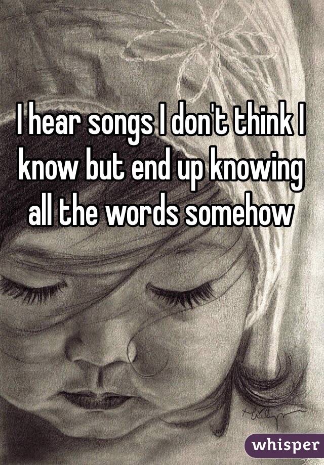 I hear songs I don't think I know but end up knowing all the words somehow 