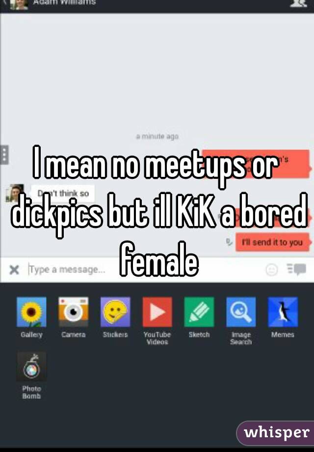 I mean no meetups or dickpics but ill KiK a bored female