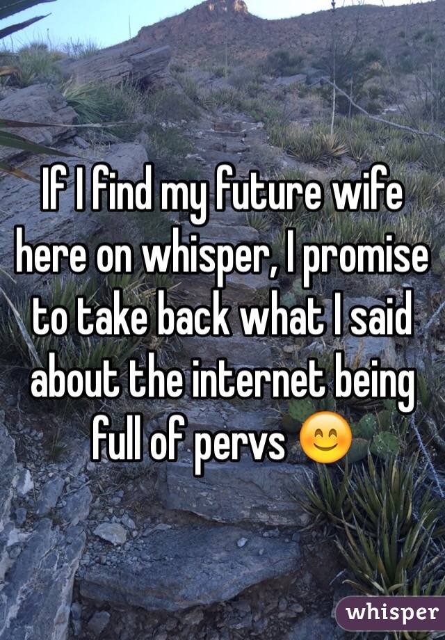 If I find my future wife here on whisper, I promise to take back what I said about the internet being full of pervs 😊