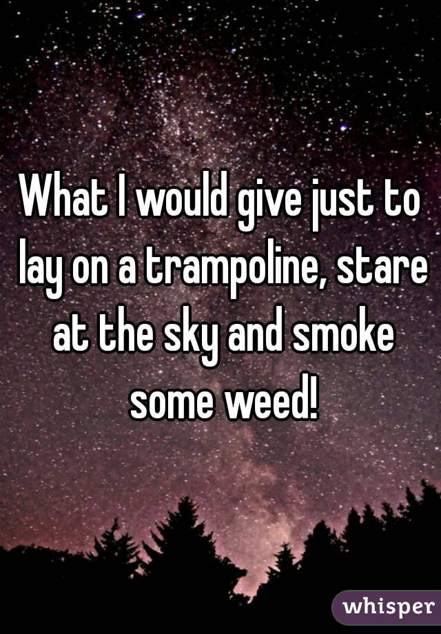 What I would give just to lay on a trampoline, stare at the sky and smoke some weed!