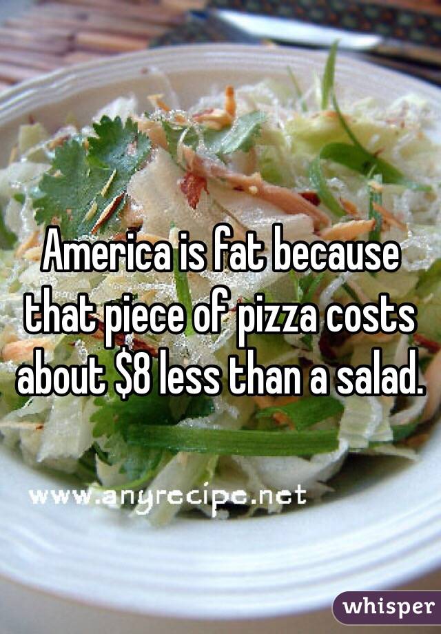 America is fat because that piece of pizza costs about $8 less than a salad.