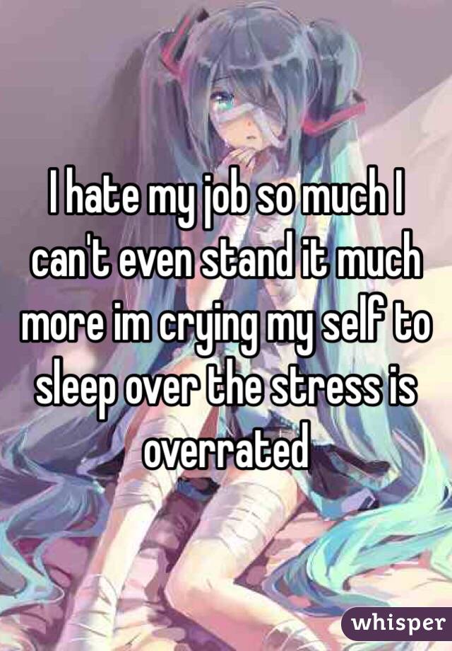 I hate my job so much I can't even stand it much more im crying my self to sleep over the stress is overrated 