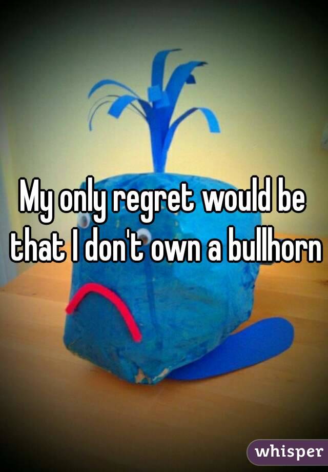 My only regret would be that I don't own a bullhorn