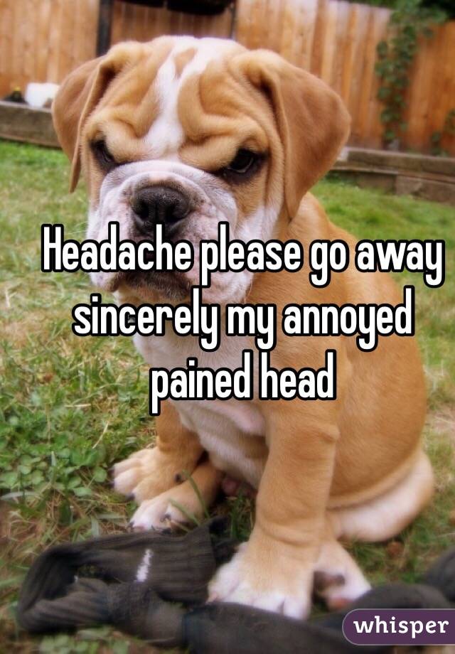 Headache please go away sincerely my annoyed pained head 