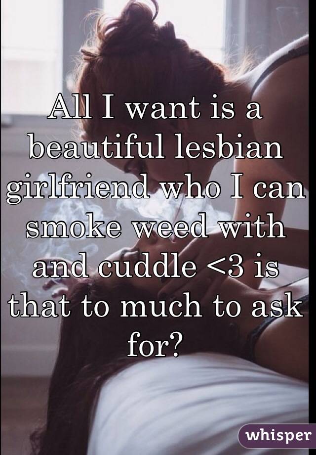 All I want is a beautiful lesbian girlfriend who I can smoke weed with and cuddle <3 is that to much to ask for?