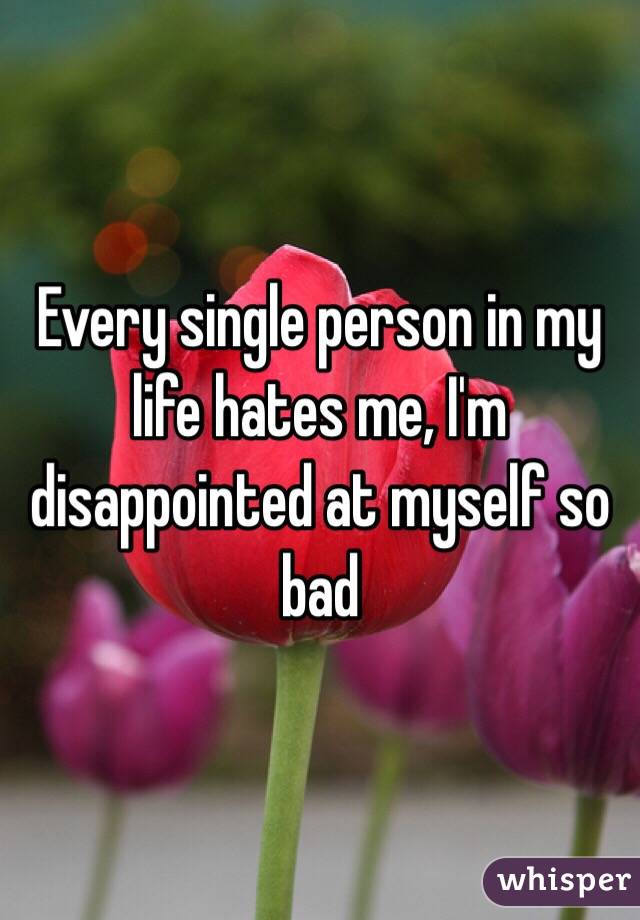 Every single person in my life hates me, I'm disappointed at myself so bad